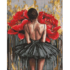 Алмазна мозаїка без підрамника - Балерина з червоними півоніями ©art_selena_ua
