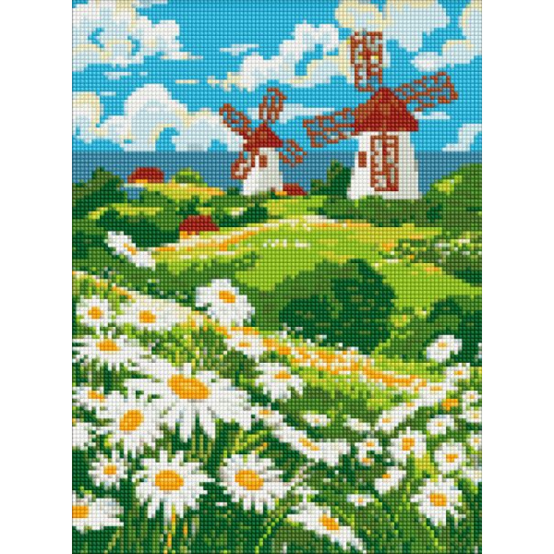 Алмазна мозаїка без підрамника - Поле ромашок ©art_selena_ua