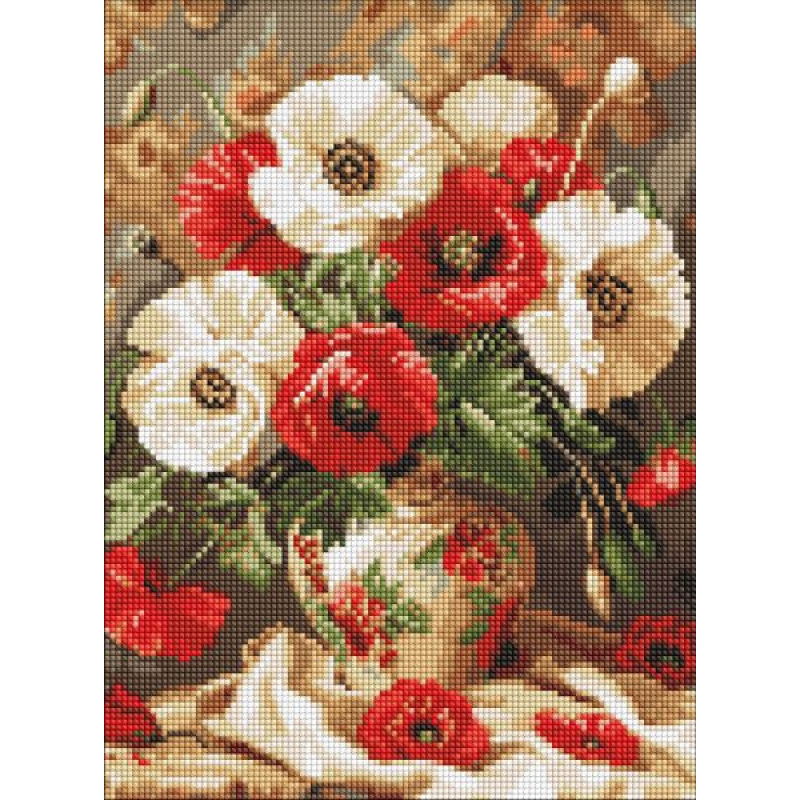 Алмазна мозаїка - Червоно-білі маки ©art_selena_ua