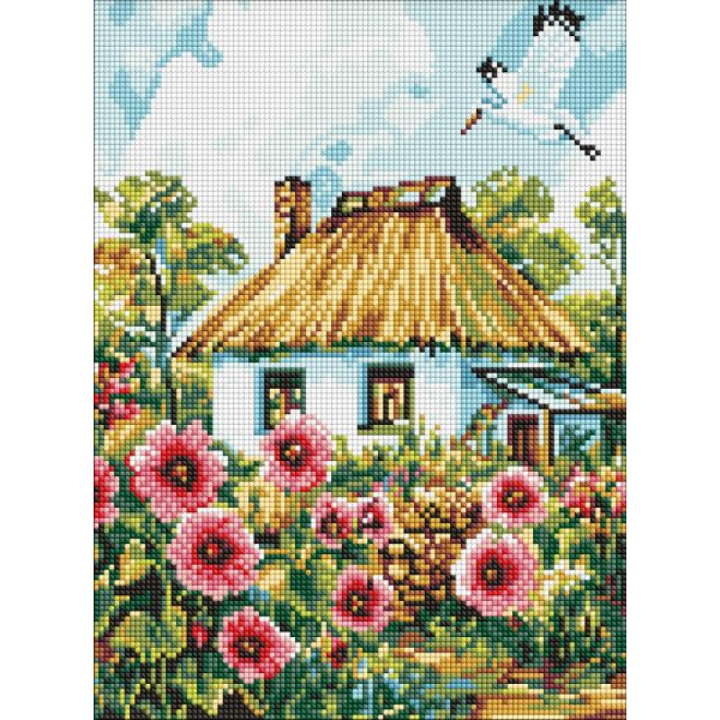 Алмазна мозаїка - Мальви біля хати ©art_selena_ua