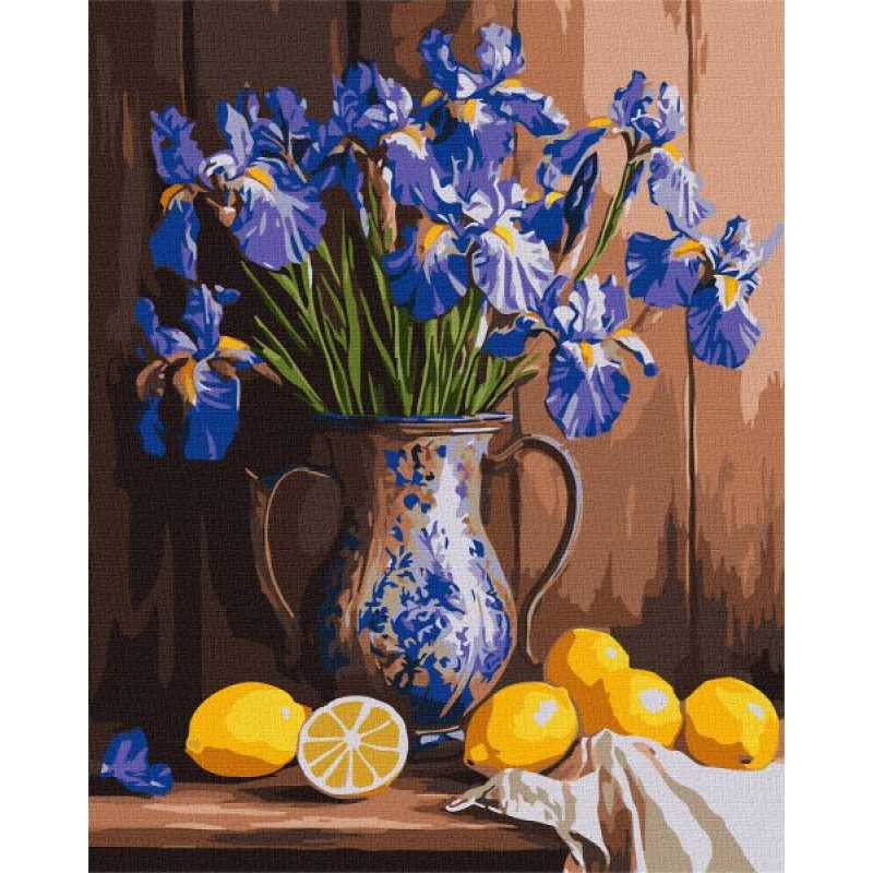 Картина за номерами - Іриси у вазі та лимони ©art_selena_ua