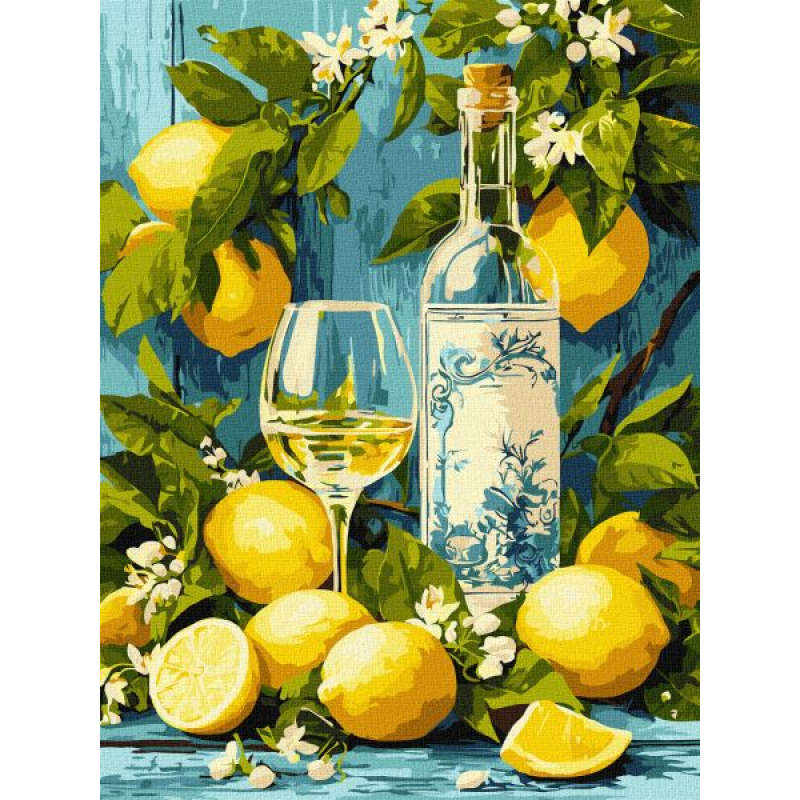 Картина за номерами - Біле вино та лимони ©art_selena_ua