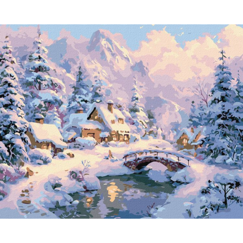 Картина за номерами - Зимовий затишок серед гір ©art_selena_ua