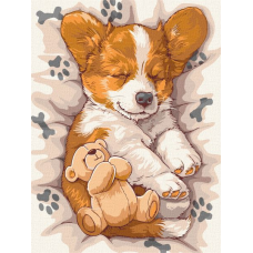 Картина за номерами - Сонний коргі ©art_selena_ua