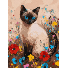 Картина за номерами - Кішечка у квітах ©art.solomiia