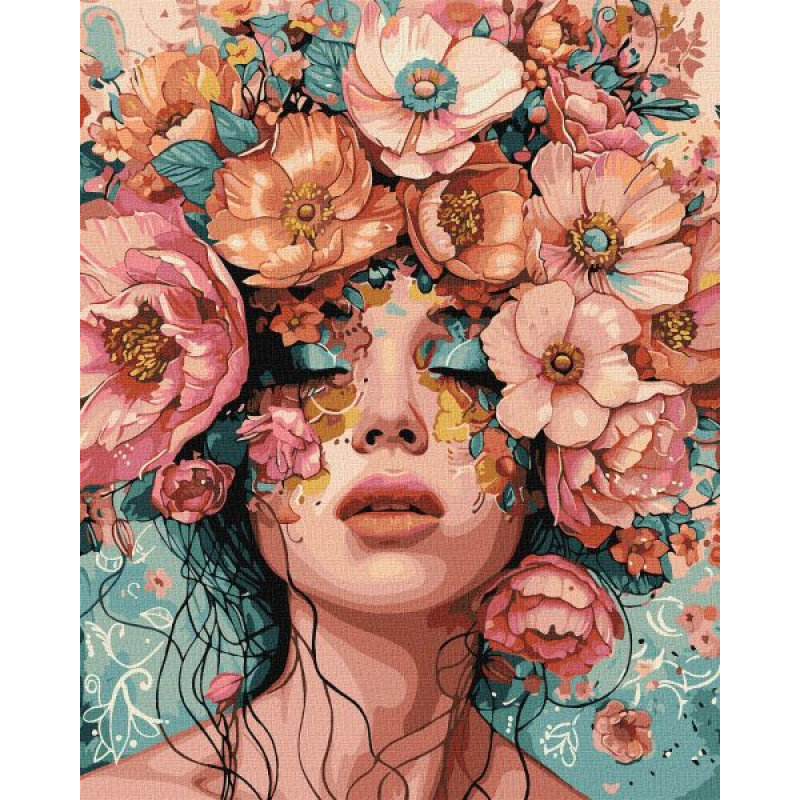 Картина за номерами - Дівчина у квітах ©victoria_art___