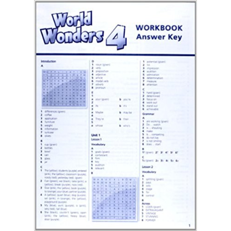 World Wonders 4 Workbook with overprint Key World Wonders 4 Workbook with overprint Key