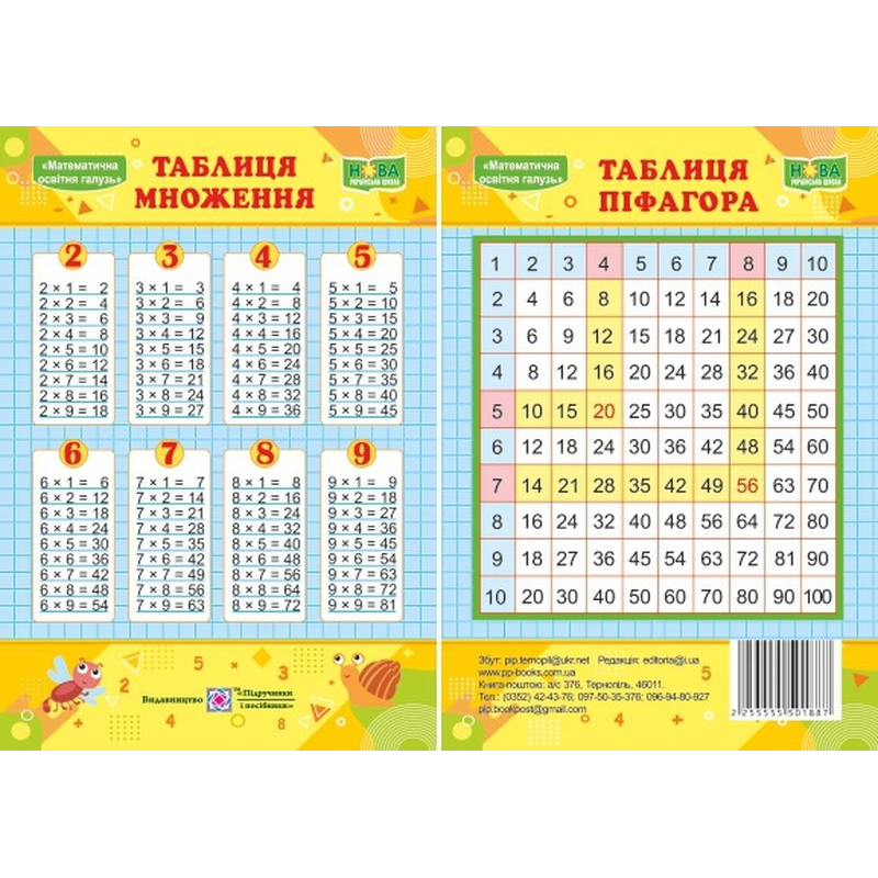 Таблиця множення.Таблиця Піфагора. Плакат двосторонній /Маленький Таблиця множення.Таблиця Піфагора. Плакат двосторонній /Маленький
